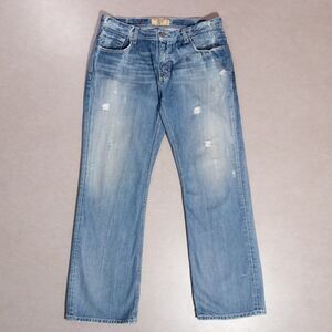 BKE Buckle Derek Bootcut Embroidered Blue Jeans Distressed Relaxed Fit 34x31 USA